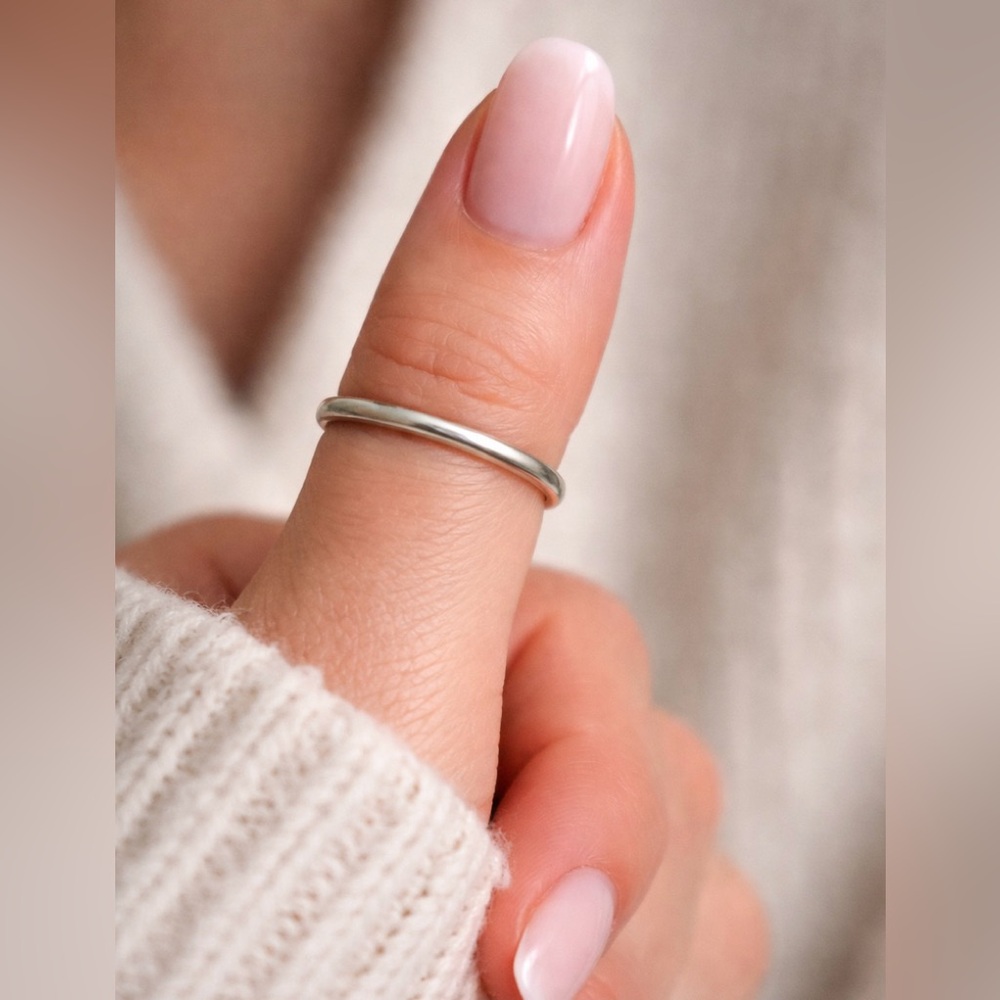 Vintage 925 Sterling Silver Band Minimalist Unisex Stacking Thumb Ring Mexico